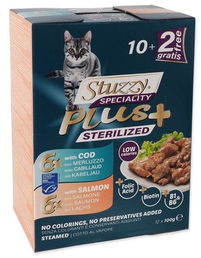 [8005852125224] Stuzzy Sterilized Multy Pack with Cod and Salmon 12x100g/box For Cat