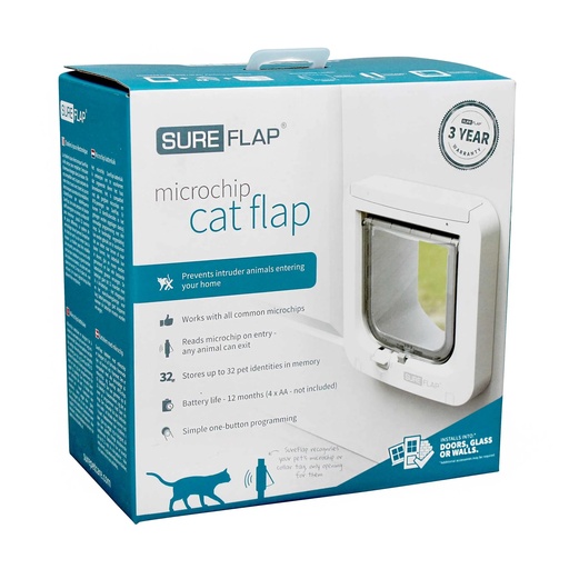[5060180390006] شرفة القطط SureFlap مع ميكروشيب بارتفاع 4 بوصة وعرض 5.5/8 بوصة