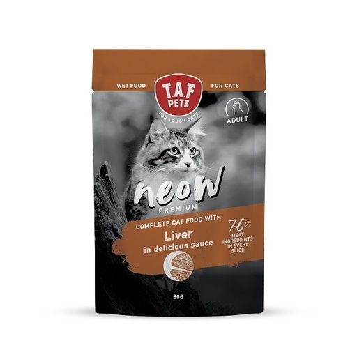 [5207147214238] TAF Neow Premium Wet Food For Adult Cat Pouch with Liver in Sauce 80g