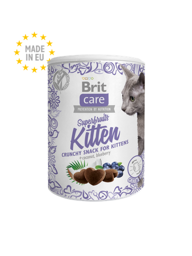 [8595602521425] Brit Care Cat Snack Superfruits For Kitten + Coconut & Blueberry 100g 