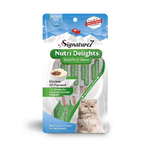[0753692081856] S7 Nutri Delights Chicken With Flaxseed + L-Lysine For Immune System Support - Puree - (4x15g) 60g 