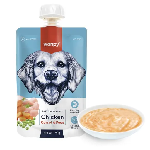 [6927749870203] Wanpy Tasty Meat Paste – Chicken + Carrot & Pea ––90g 