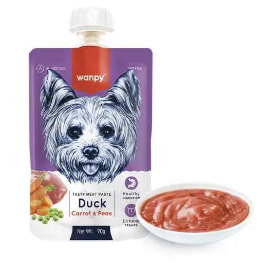 [6927749870210] Wanpy Tasty Meat Paste – Duck + Carrot & Peas  – 90g