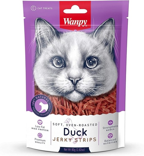 [6927749811466] Wanpy Soft Duck Jerky Strips Cat Treat – 80g 