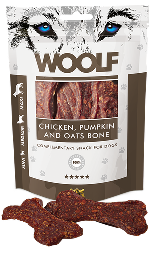 [8594178550310] Woolf Chicken Pumpkin and Oats Bone – 100g 