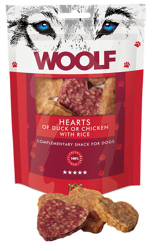[8594178550013] Woolf Hearts Of Duck Or Chicken With Rice – 100g 