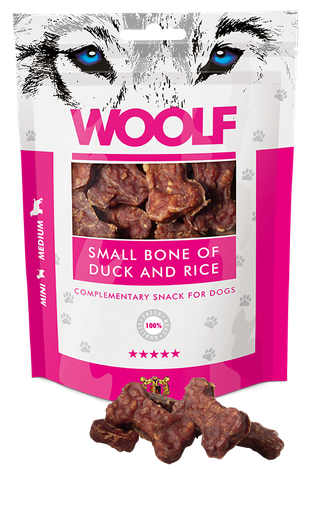 [8594178550259] Woolf Small Bone Of Duck and Rice – 100g 