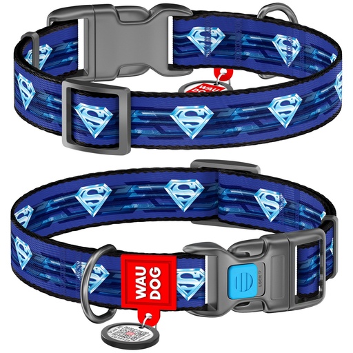 [4823089329710] Wau Dog Nylon Dog collar, Superman XL 35-58 cm 25 mm 