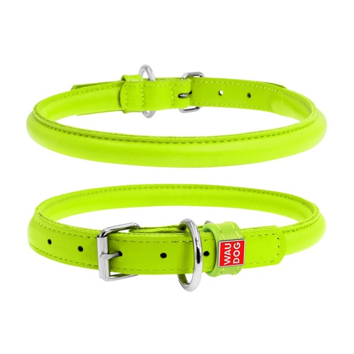 [4820152561367] Wau Dog Rolled Leather Dog Collar - Light Green / Small 