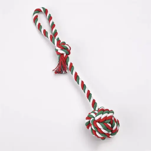[6083174369818] Pets.Love.Earth Christmas Fetch/Tug Rope toy - 20cm 