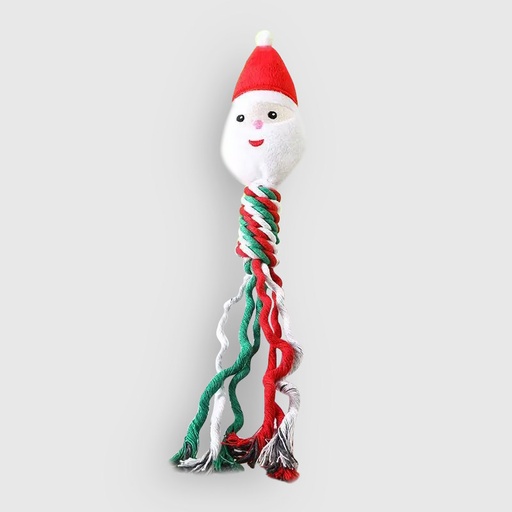 [6083174369825] Pets.Love.Earth Christmas Fetch Rope Santa With Circle Rope Toy - 33 cm 
