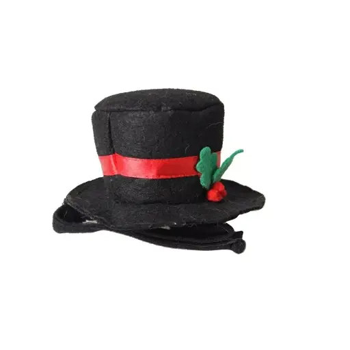 [6083174370326] Pets.Love.Earth Black Top Hat With Christmas Holly - Adjustable 26-30cm 