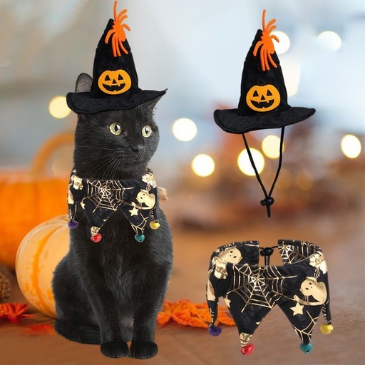 [6083174370227] Pets.Love.Earth Halloween Jester - Hat & Bandana Set 