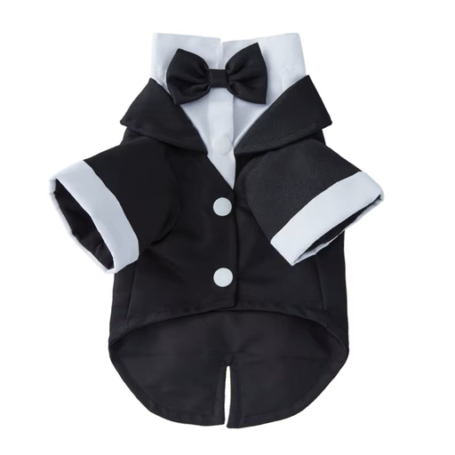 Pets.Love.Earth Black Tuxedo - With Attached Bow 