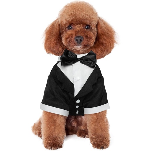Pets.Love.Earth Black Tuxedo - With Attached Bow 