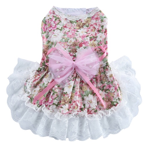 Pets.Love.Earth Pink Floral Dress With Leash	