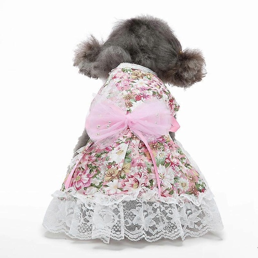 Pets.Love.Earth Pink Floral Dress With Leash	