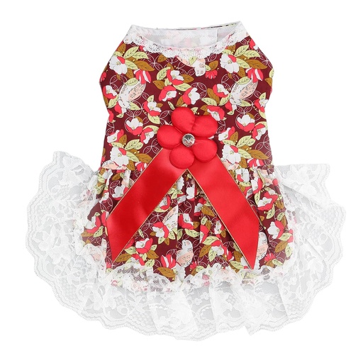 Pets.Love.Earth Floral Dress - Red Flower Bow