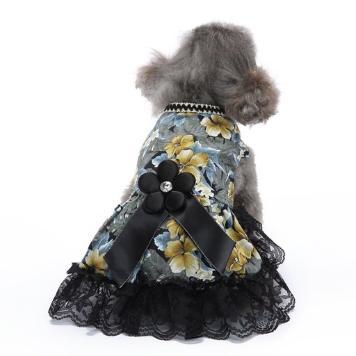 Pets.Love.Earth Floral Dress - Black Flower Bow