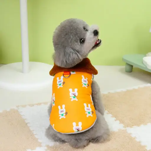 Pets.Love.Earth Cozy Jacket -  Orange with Bunny Print 