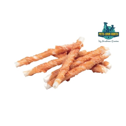 [06359346134622] Pets.Love.Earth Dry Chicken Wrap Rawhide-5 Inches 12 Pack