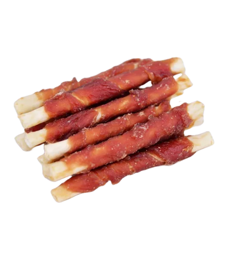 [06359346129536] Pets.Love.Earth Dry Duck Wrap Rawhide-5 Inches 12 Pack