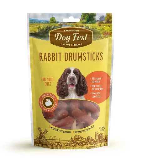 [6921959214949] Dog Fest Farm Fresh Rabbit Drum Sticks 90g