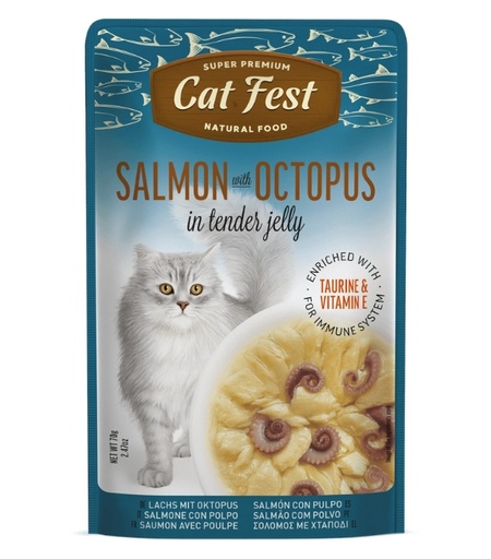Cat Fest Salmon with Octopus Tender Jelly Pouch 70g