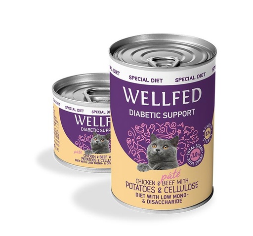 Pet Interest Wellfed Diabetic Support Chicken and Beef with Potatoes and Cellulose Canned Paté