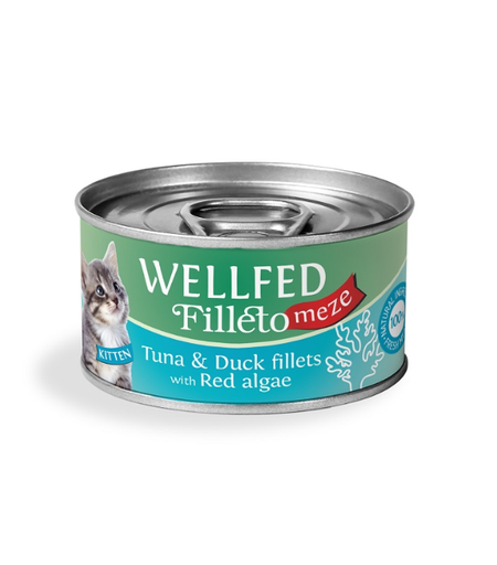 Pet Interest Wellfed Filleto Meze Tuna and Duck Fillets with Red Algae Can 70g for Kitten 