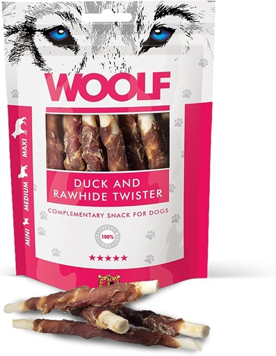 [8594178550693] Woolf Duck And Rawhide Twister – 100g 
