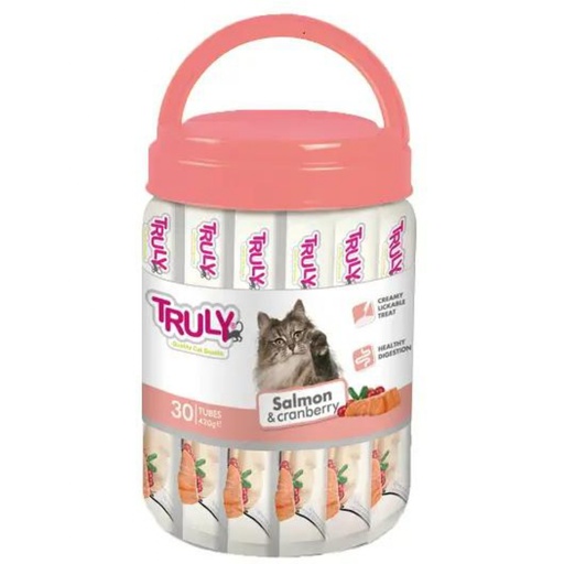 [8720256113843] Truly Creamy Lickable Cat Treats – Salmon & Cranberry Jar (30 x 14g)