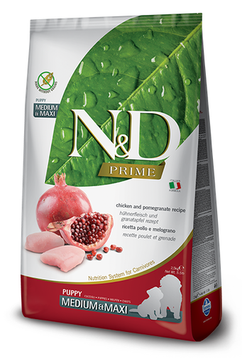 [8010276036018] Farmina N&D Prime Canine - Chicken & Pomegranate Puppy Medium/Maxi Dry Dog Food 2.5 kg