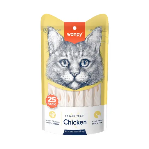 [6927749871354] Wanpy Creamy Lickable Treats – Chicken (25 x 14g) – 350g 