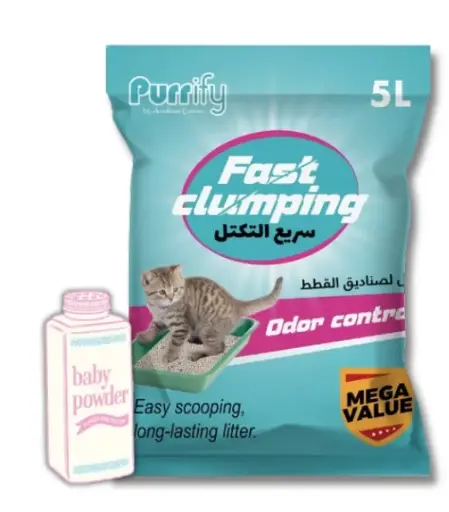 [6359346129468-Baby Powder] Purrify Fast Clumping Cat Litter 5 Liter - Baby Powder